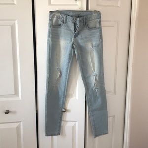 NWT AE light blue destroyed skinny jeans